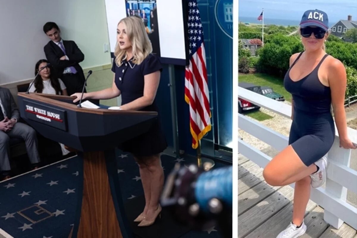    Каролайн Левитт на работе и дома.