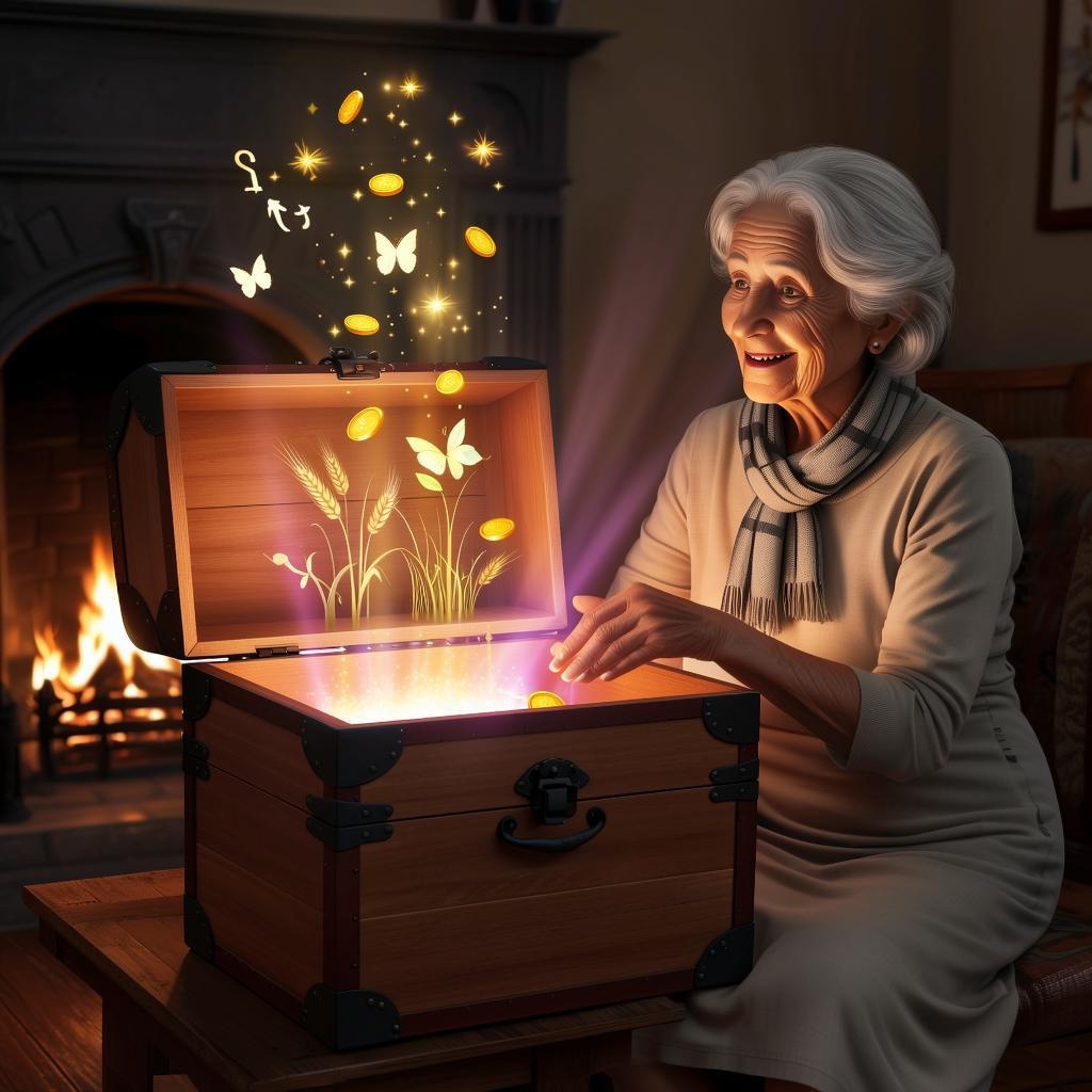 Бабушка у волшебного сундука.