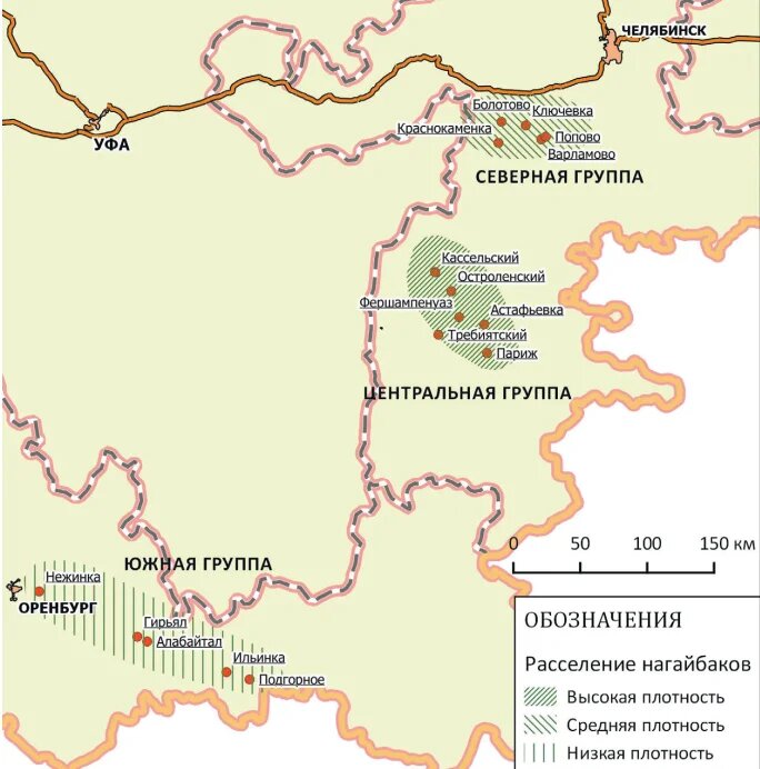 Расселение нагайбаков в 1842–1843 годах