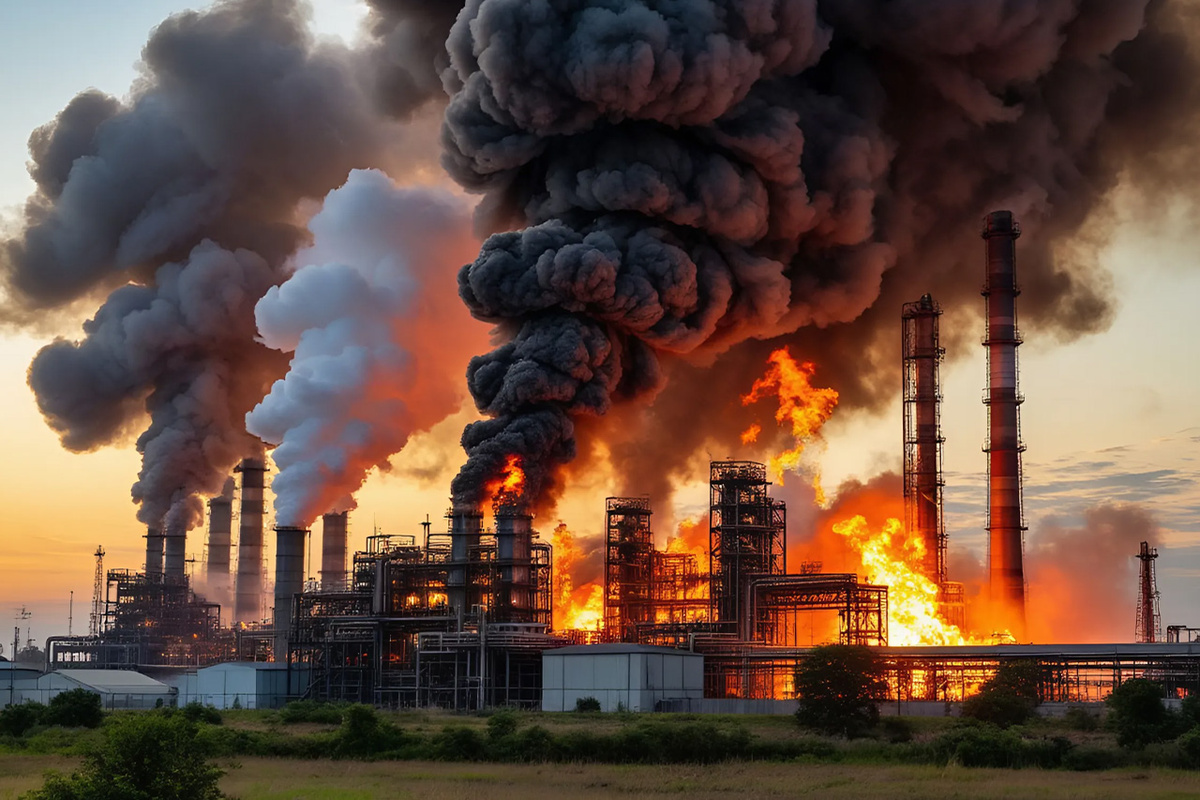 На заводе в Копейске произошел взрыв.  Фото: Изображение сгенерировано нейросетью Kandinsky 3.1
