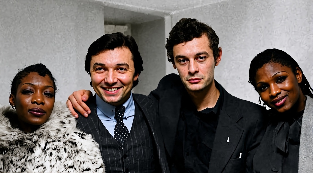 Карел Готт и участницы группы «Boney M» за кулисами московского концерта (декабрь 1978 года) 