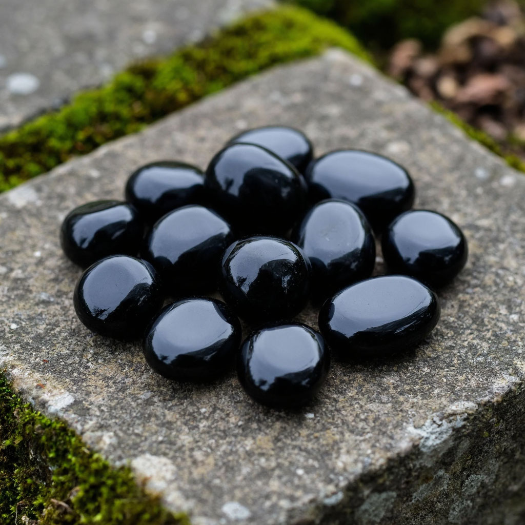 Чкрный агат, россыпь