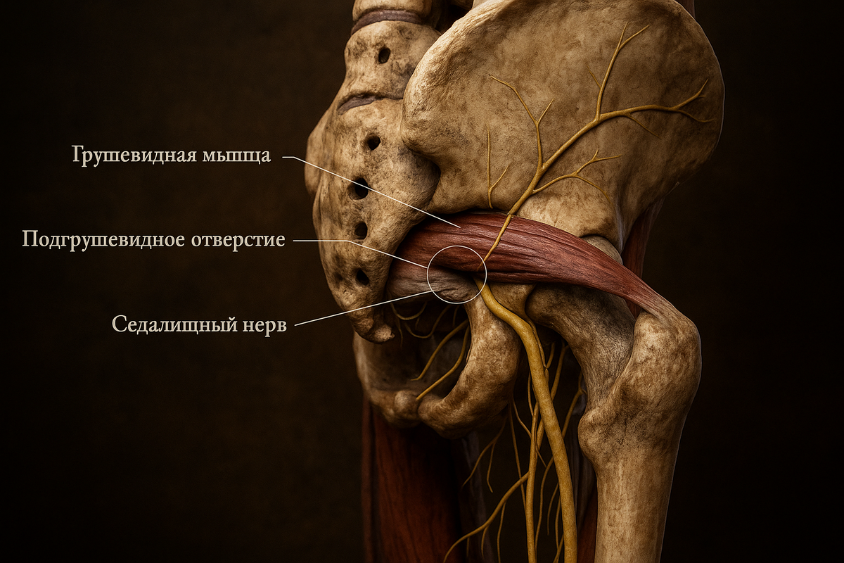 анатомия грушевидной мышцы и седалищного нерва расположение схема