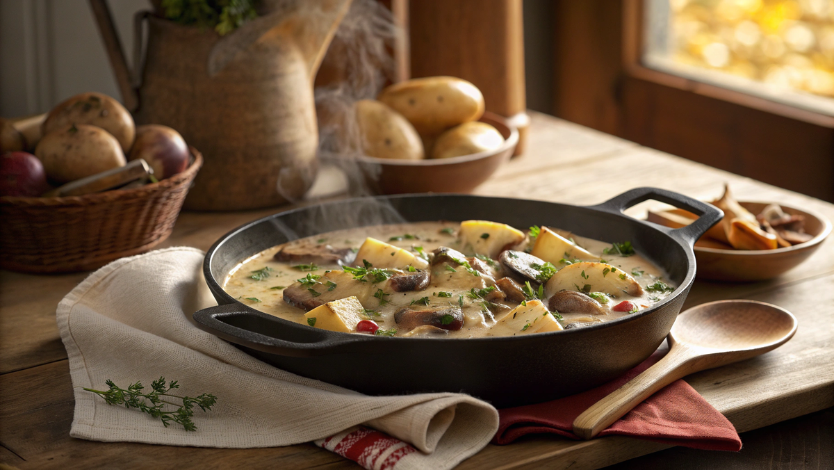 Фото: Картофель по-домашнему с грибами и сметаной