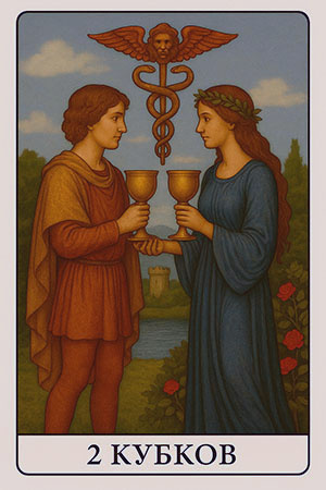 Карта Таро 2 Кубков