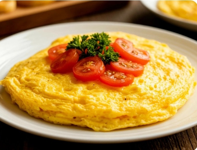 Белковый омлет,с замороженными овощами, запеченный в духовке