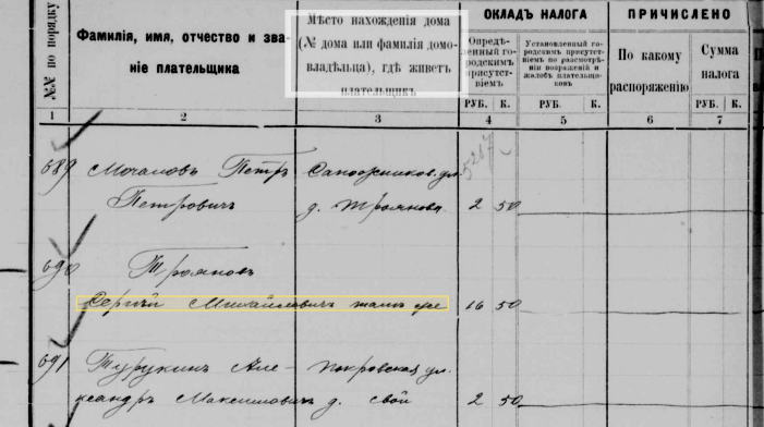Общий список плательщиков квартирного налога по 3-му участку города Астрахани за 1911 год.