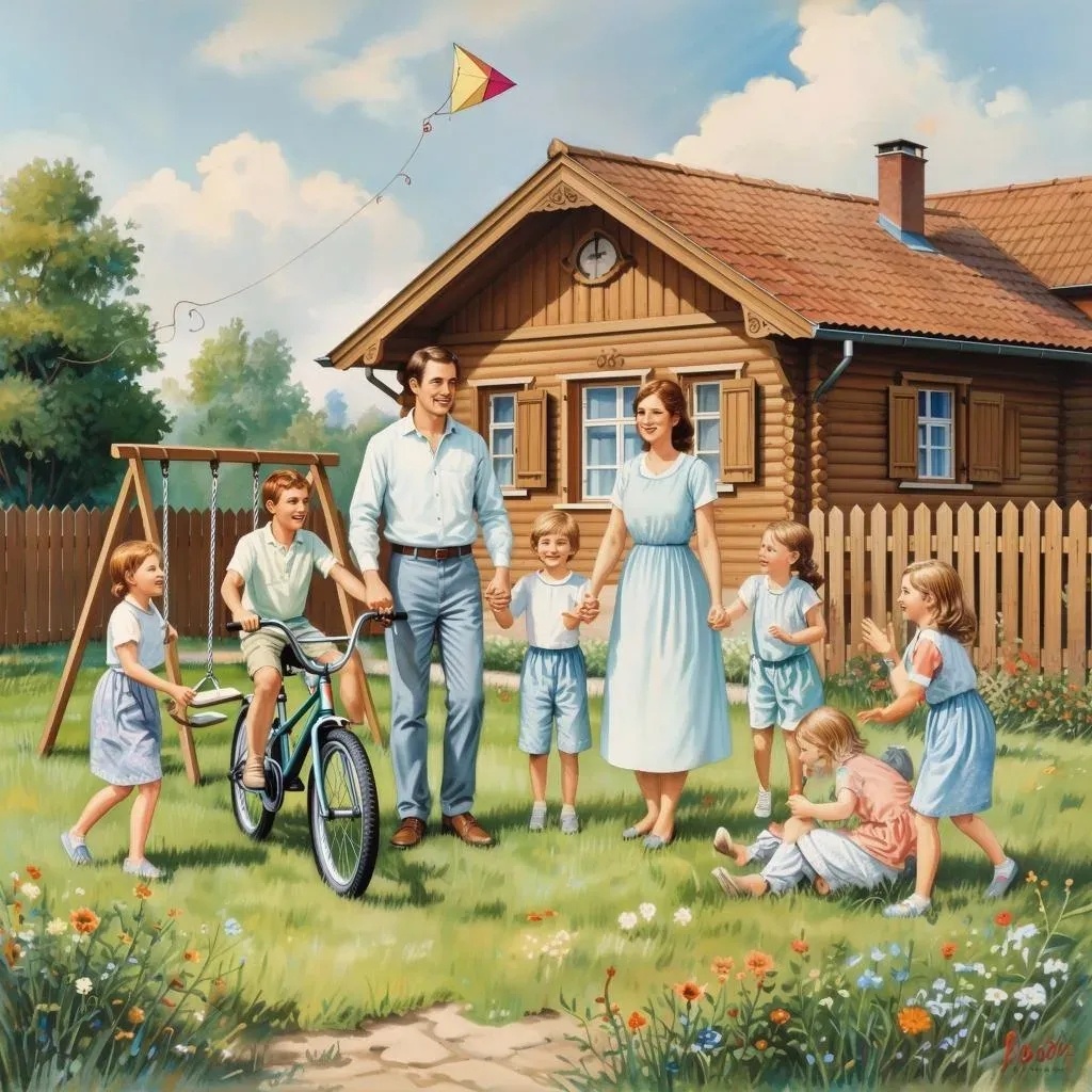 Типичная сельская семья 50-60-х годов прошлого века