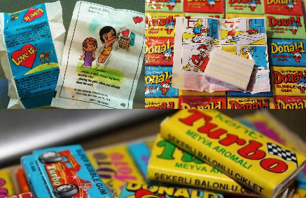 Изображения вкладышей используются в информационных целях для освещения культурного феномена. Товарные знаки принадлежат их правообладателям (The Walt Disney Company, Kent Gida, Dandy Sakiz).