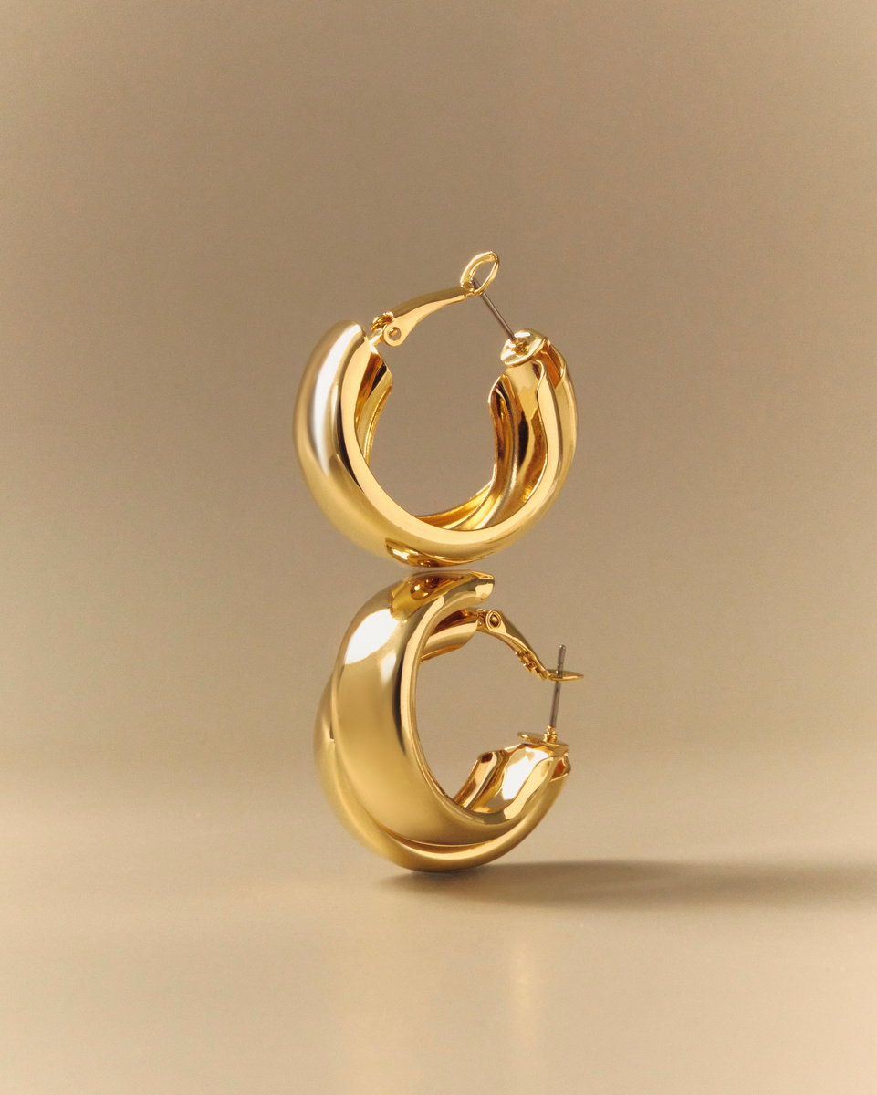 Золотистые двойные серьги-полукольца Aloud арт. 51165