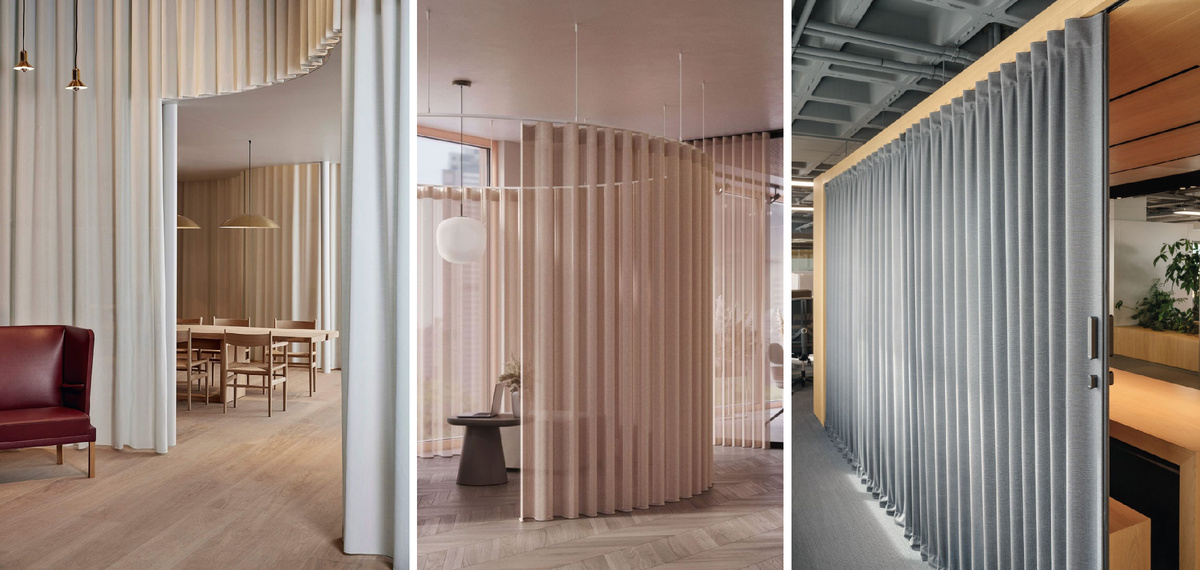 Текстильное зонирование в коммерческих интерьерах.