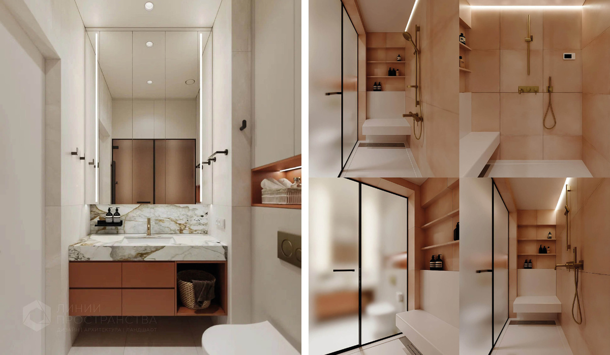 Дизайн санузла в ЖК "PAVCITY" от студии архитектуры и дизайна Линии Пространства