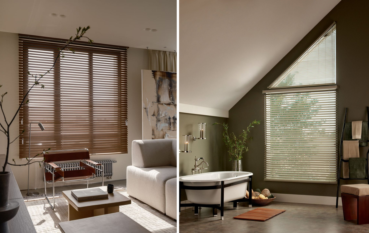 Деревянные и алюминиевые жалюзи в интерьерах 