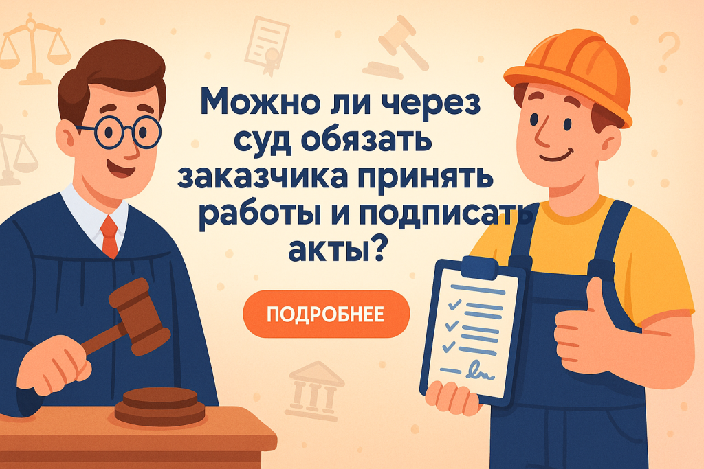    Можно ли через суд обязать заказчика принять работы и подписать акты?