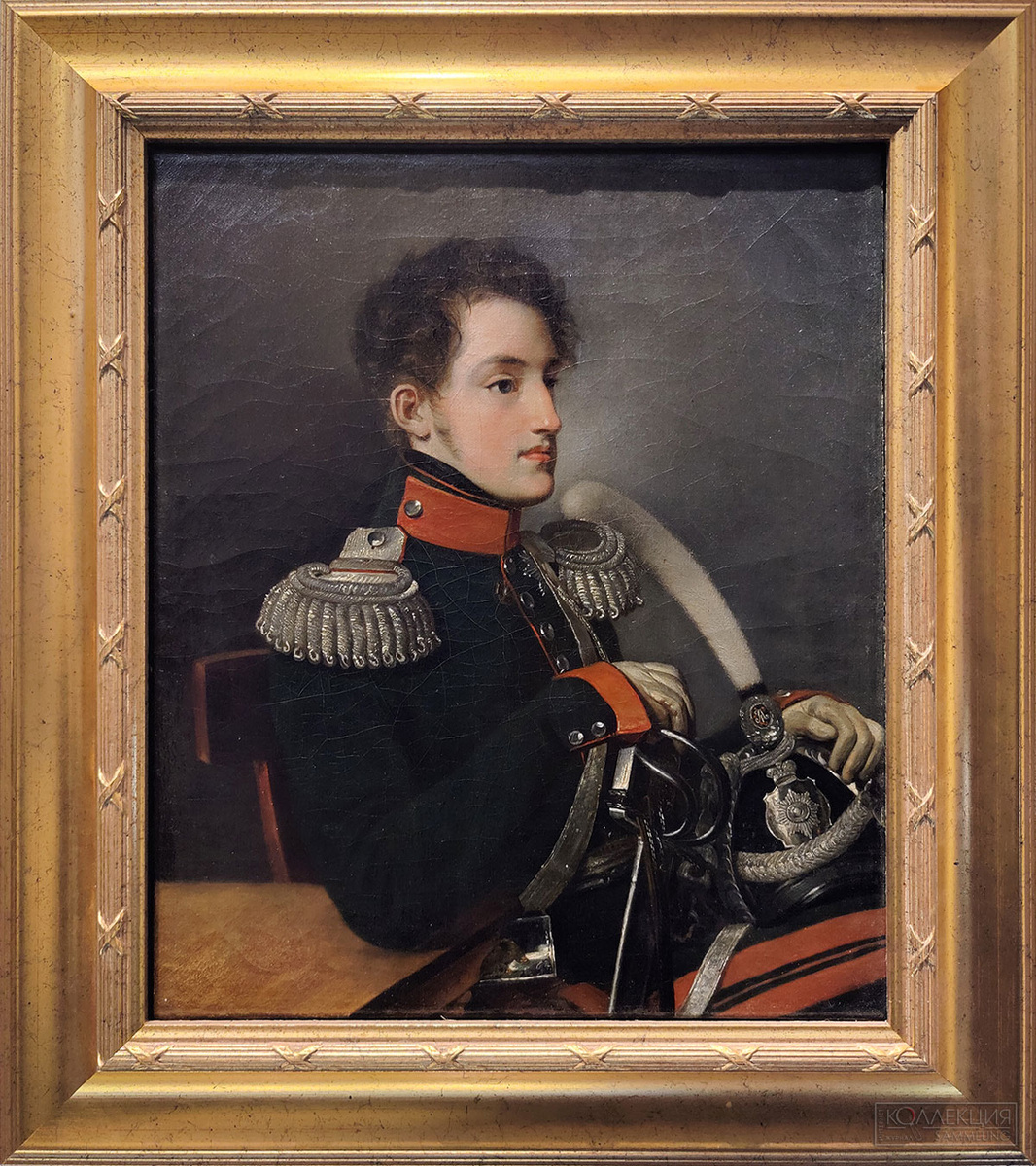 Кипренский О.А. (?). Портрет Великого князя Николая Павловича. Не ранее 1816 г. Холст, масло. ГИМ. Девятнадцатилетний великий князь изображён в мундире генерала Северского конно-егерского полка. Оригинал портрета (хранится в музее-заповеднике «Павловск») был заказан Марией Фёдоровной по случаю назначения Николая Павловича шефом этой воинской части.
Впервые Николай стал шефом лейб-гвардии Конного полка в четырёхмесячном возрасте. 26 и 29 августа (6 и 9 сентября) 1815 года Император Александр I провёл смотр русской армии в Вертю, во Франции. 26 и 29 августа 1815 года в нем принял участие его брат, Великий Князь Николай Павлович (будущий Император Николай I), который командовал на этом военном параде 2-й бригадой (1-й Астраханский гренадерский полк и 2-й Фанагорийский гренадерский полк) 3-й гренадерской дивизии Гренадерского корпуса Русской Императорской Армии.