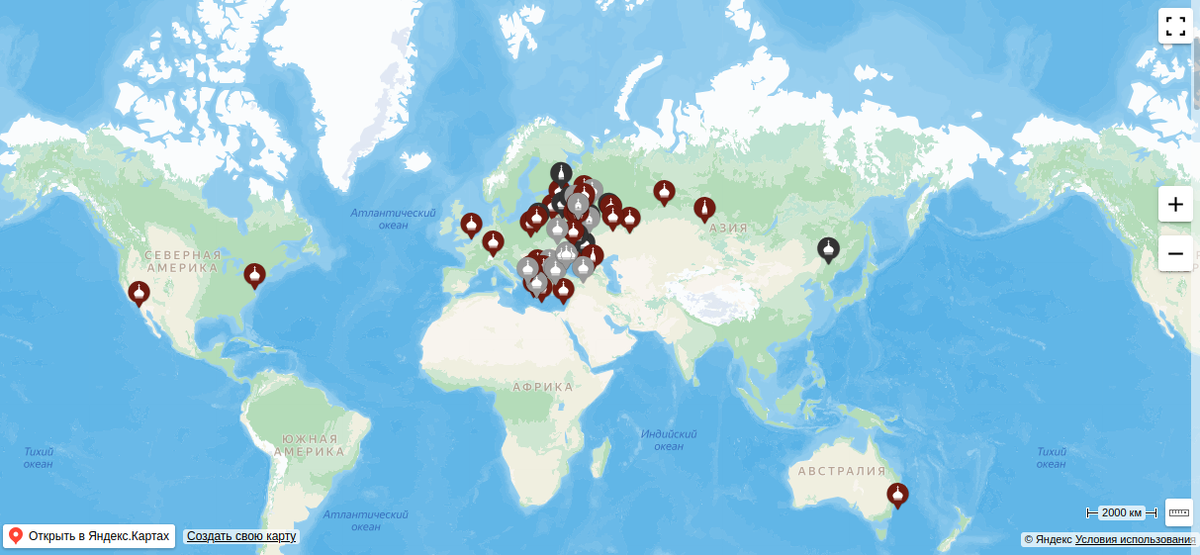 Софийские соборы на карте мира.