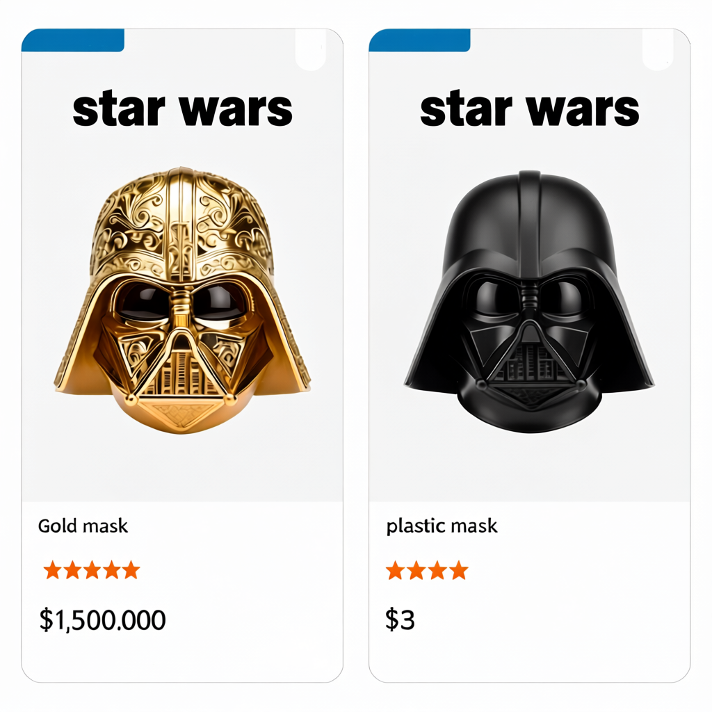 Маски Дарта Вейдера на каком-то маркетплейсе