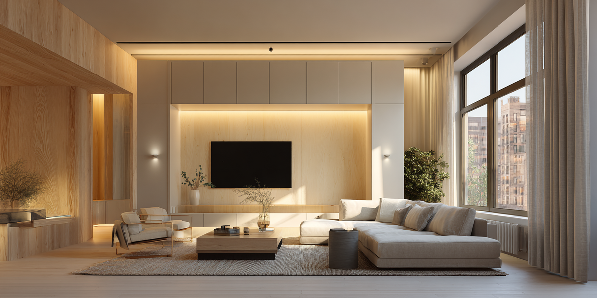 Пример современного интерьера в большом и дорогом пространстве