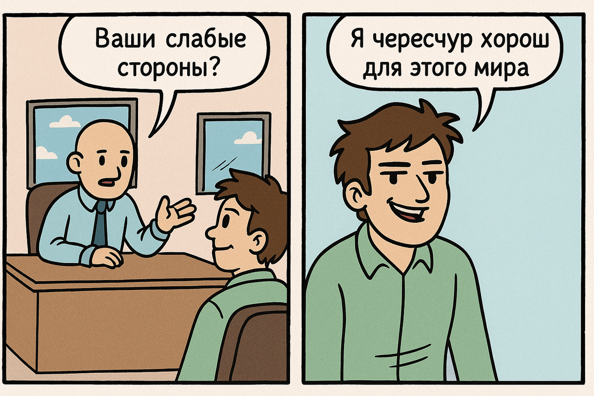 Именно так для спрашивающего выглядит отсутствие ответа на вопрос о слабых сторонах