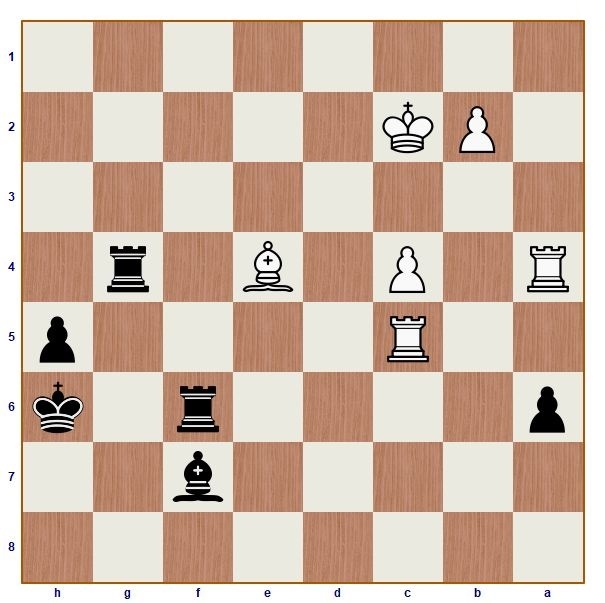 Критическая позиция партии ШЕНКЛЕНД – КАРУАНА после 38-го хода чёрных.