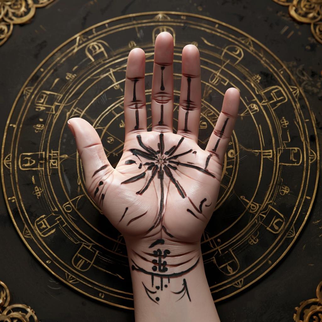 Хиромантия. Иллюстрация сгенерирована нейросетью