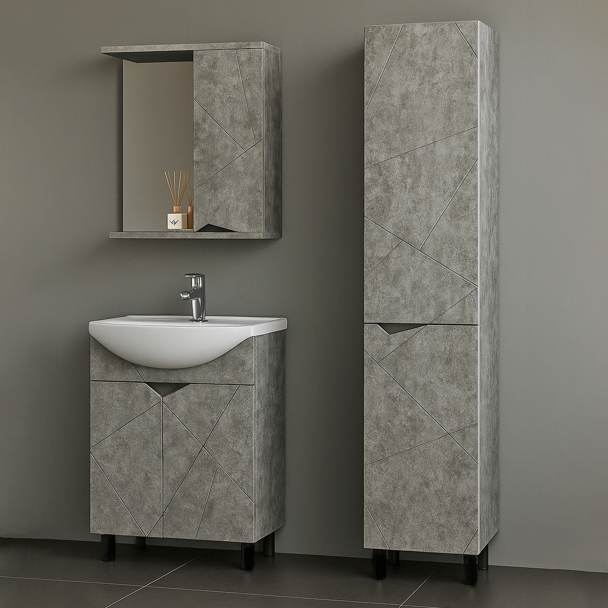 Мебель для ванной серии "Джой" от SANTREK HOME с покрытием ПВХ от 4979 руб.