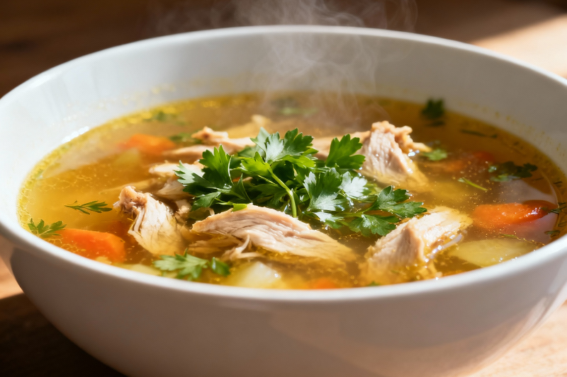 Простой, но очень вкусный и ароматный куриный суп