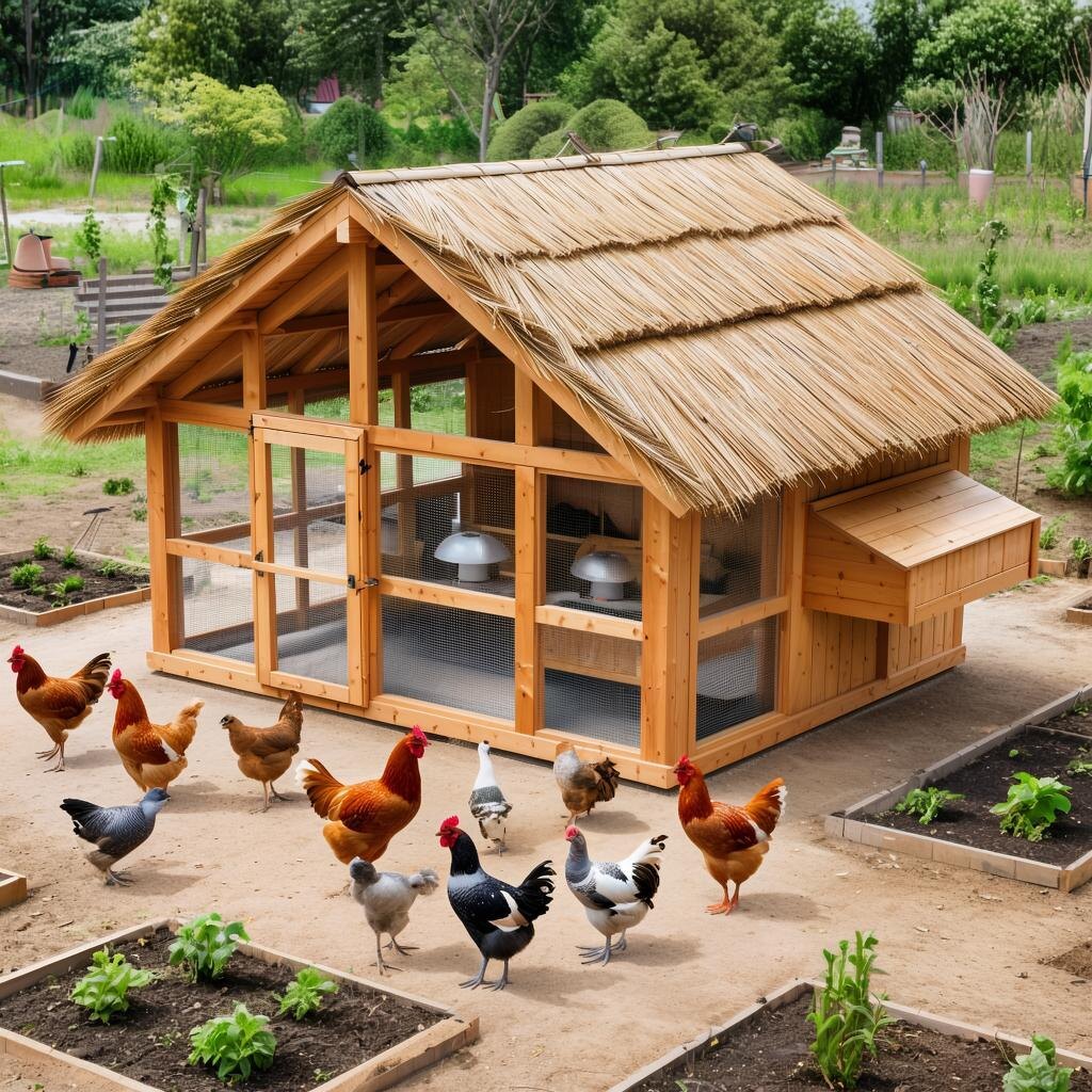 курятник с крышей из камыша