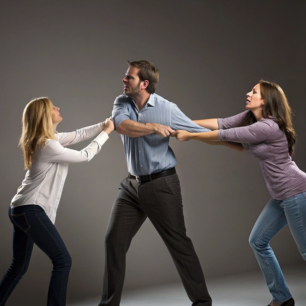 В любовном треугольнике у мужчины может появиться чувство, что его разрывают