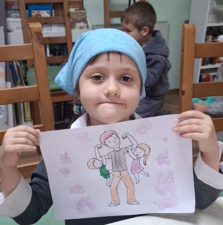 Открытка в исполнении Маши. Бабочки обязательно должны дополнять картину))