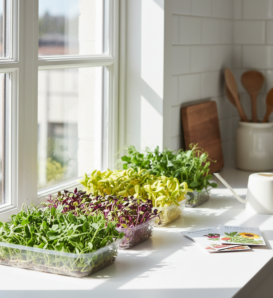 Зелень на подоконнике