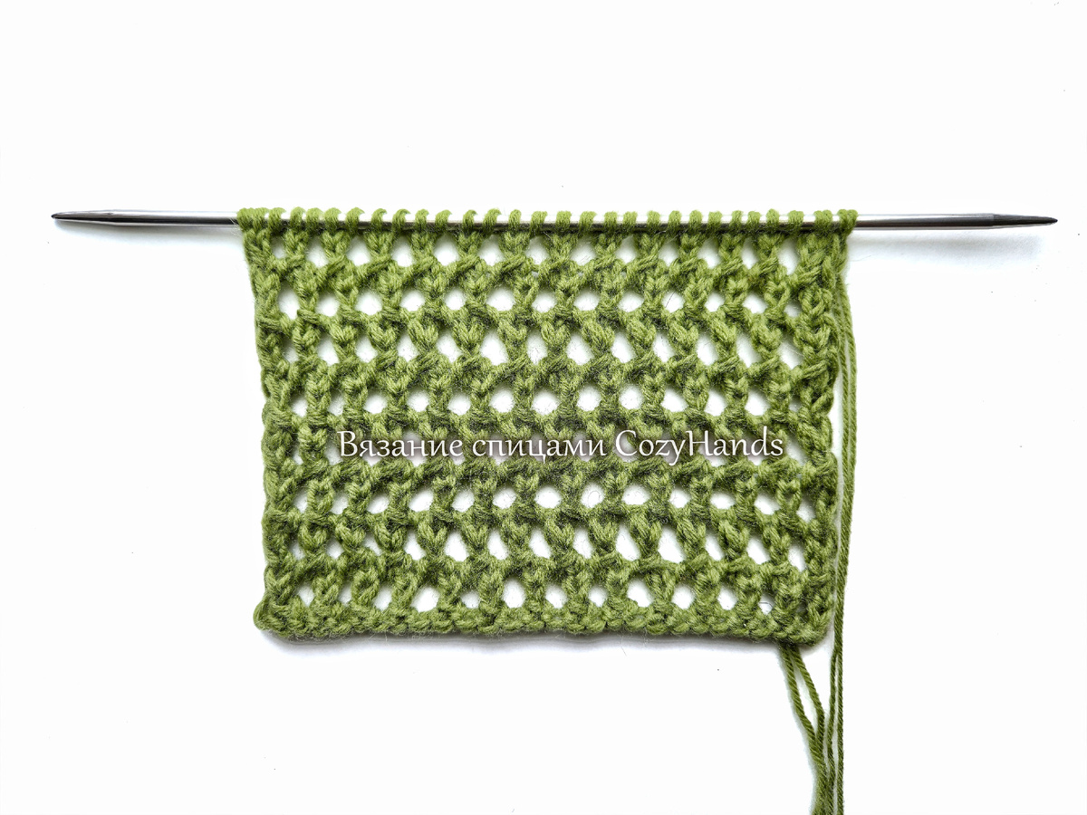 Простоая и легкая в вязании медкая сетка спицами