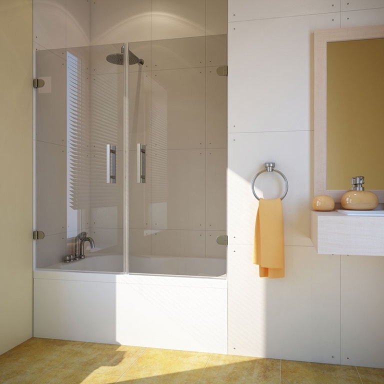 Оптимальный вариант, когда нужен широкий и удобный проход к ребёнку - шторка во всю ширину ванны с максимальным открыванием.