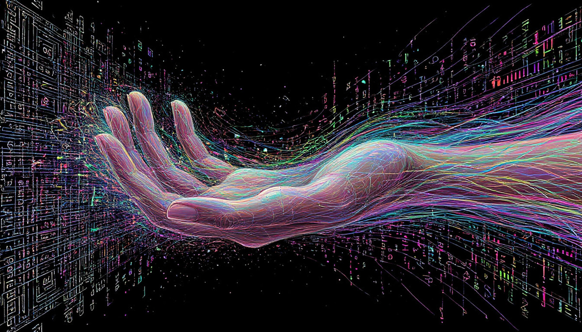 Иллюстрация в стиле магического реализма и киберпанка. 