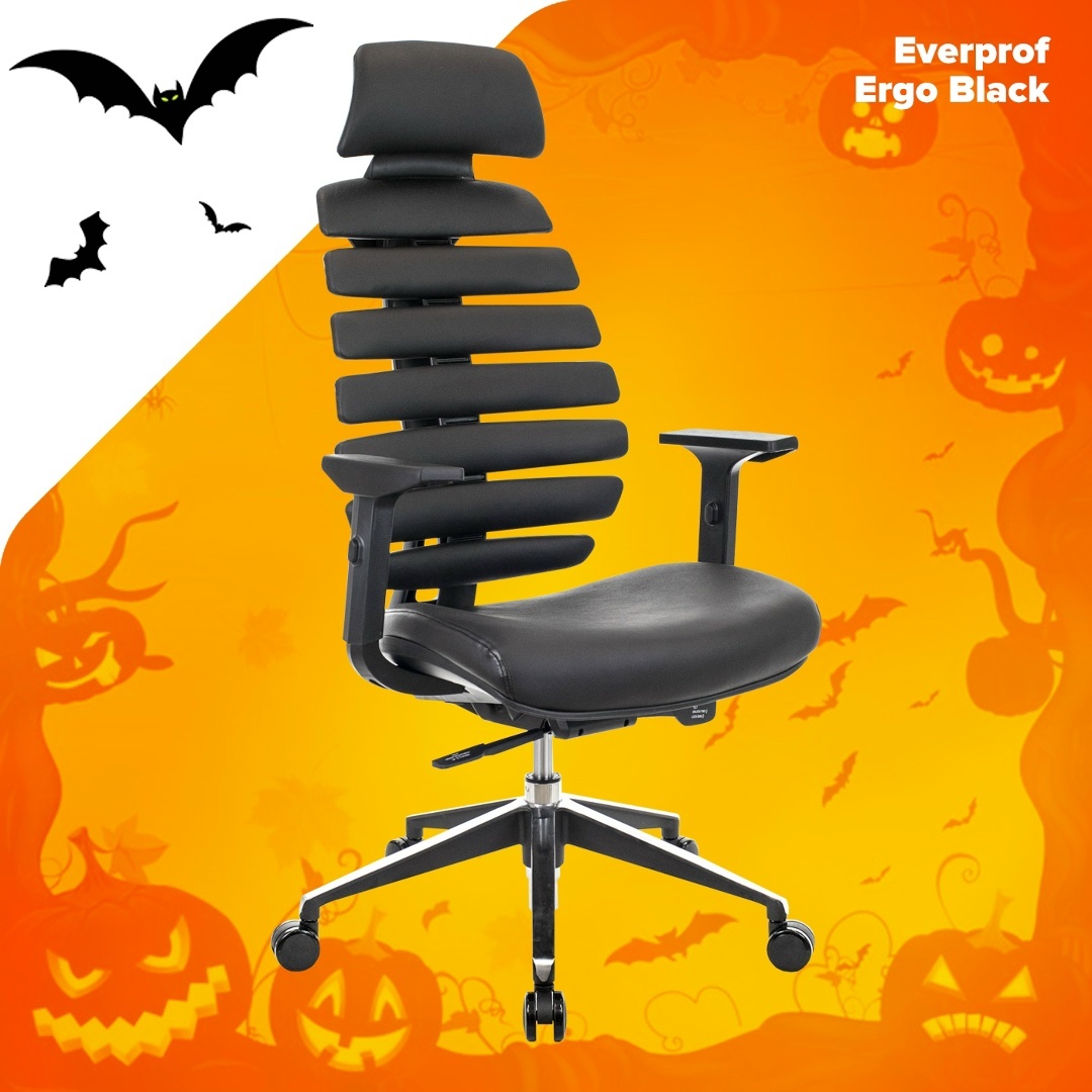 Кресло Everprof Ergo Black Кожа Черный