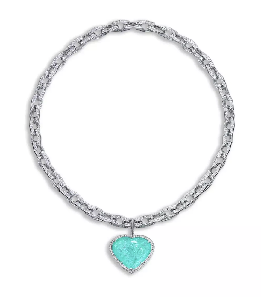 

Колье из белого золота с турмалином параиба 61.02 ct и бриллиантами 20.20 ct