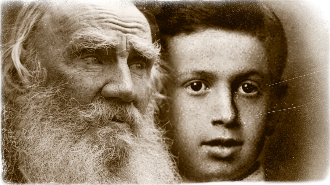 Лев толстой с сыном Левой. Коллаж от автора