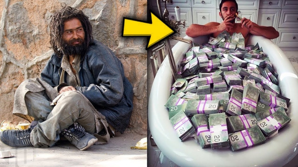 Бездомный мужчина и богатый человек