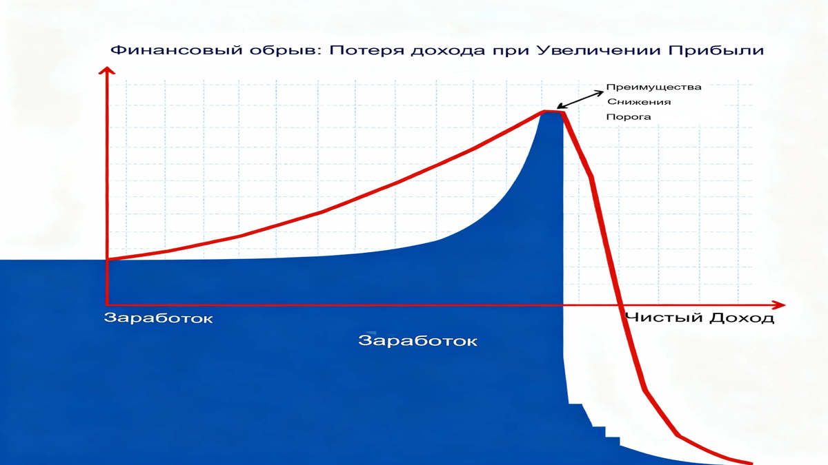 График: потеря дохода при росте зарплаты из-за обрыва пособий