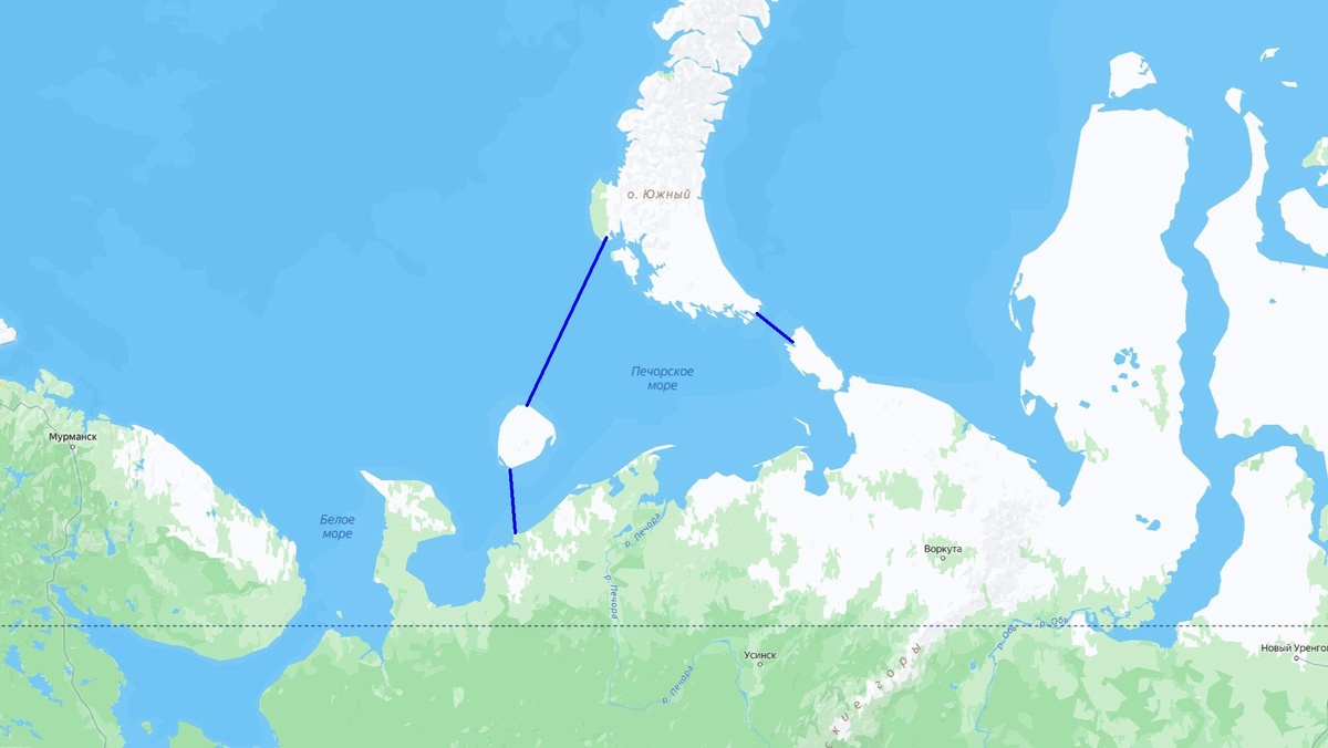 Печорское море на Яндекс-картах и его границы