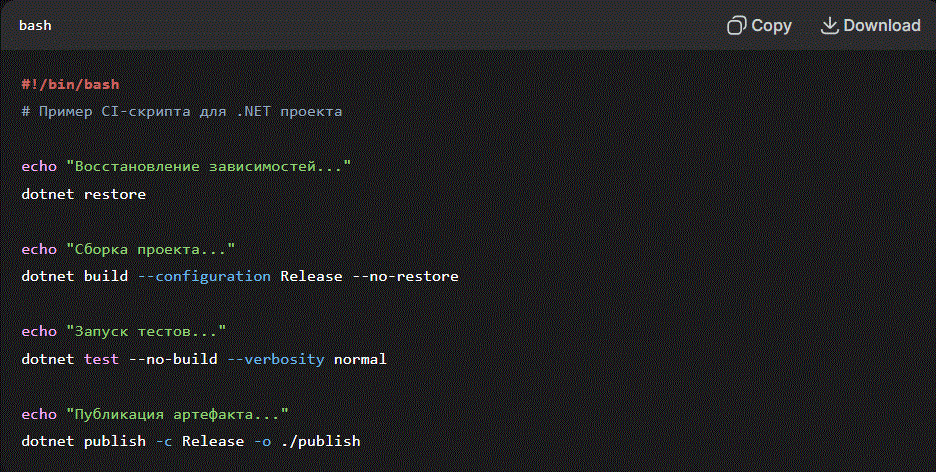Пример CI-скрипта для .NET проекта