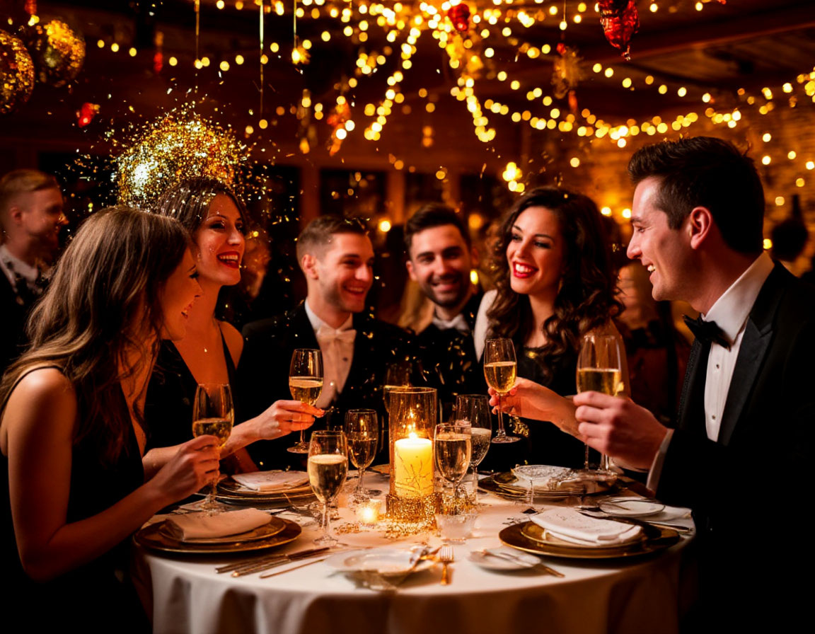 Встреча Нового года в ресторане.