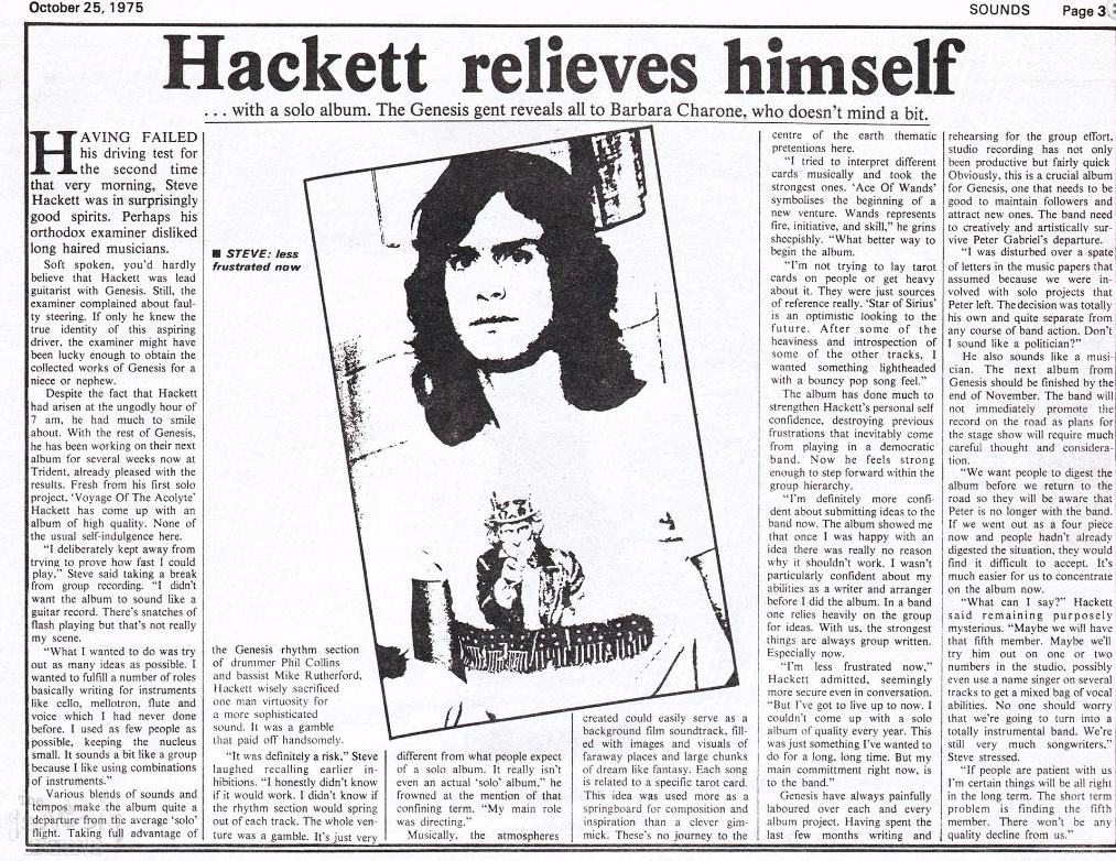 Почувствовавший уверенность Стив Хакетт, стал не похож на самого себя. 