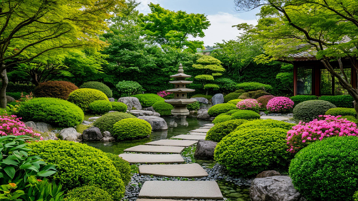 Планировка сада по Фен шуй плавные формы.
