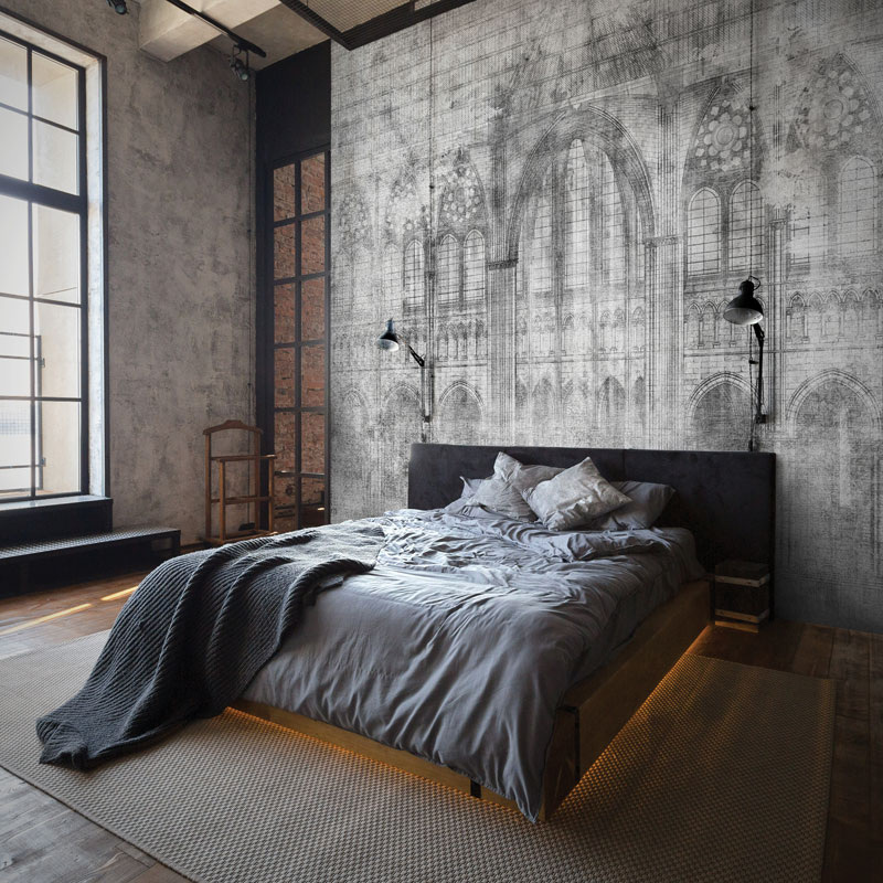 Брутализм в интерьере спальной (фото: wsemoboi.ru)