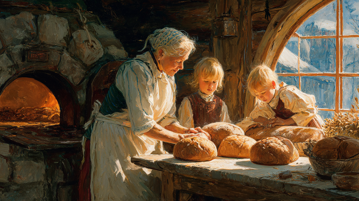 Латвийцы пекут ржаной хлеб в деревенской печи