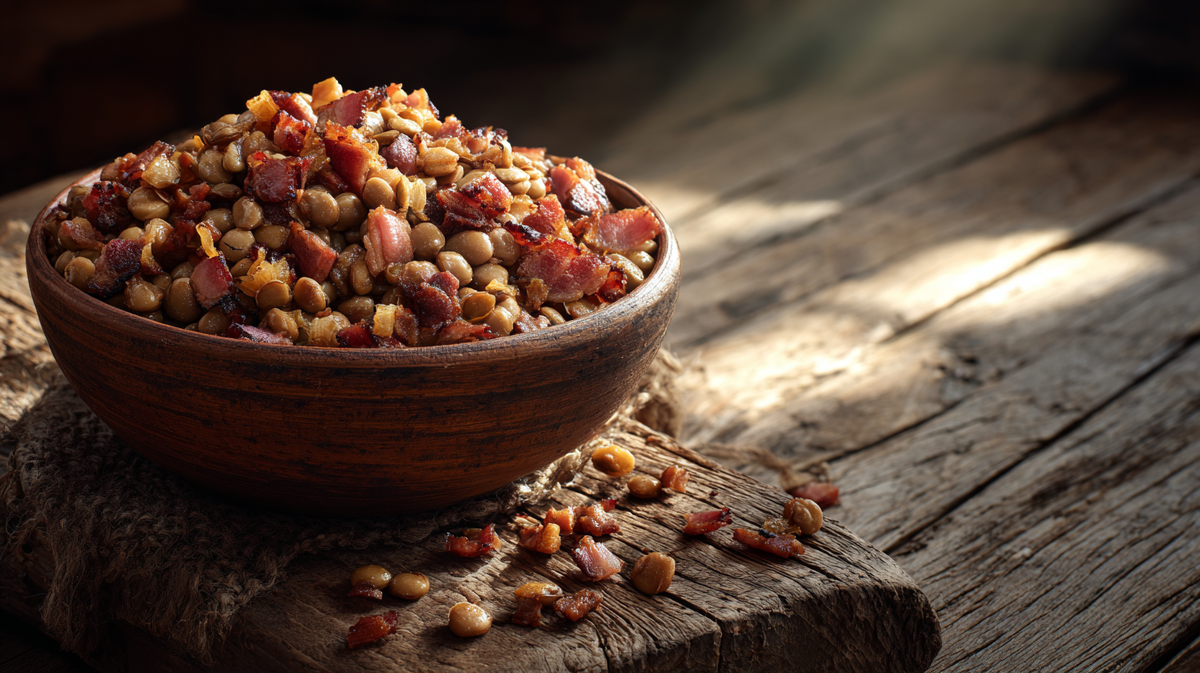 Серый горох с беконом