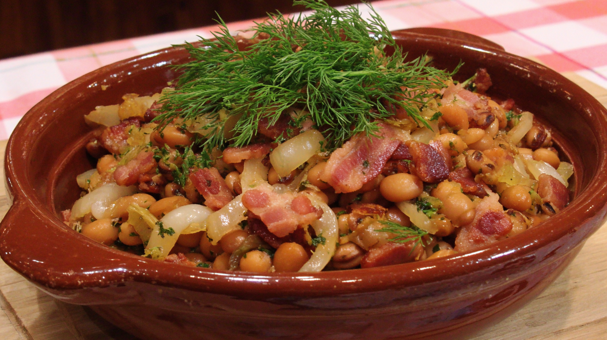 Серый горох с беконом