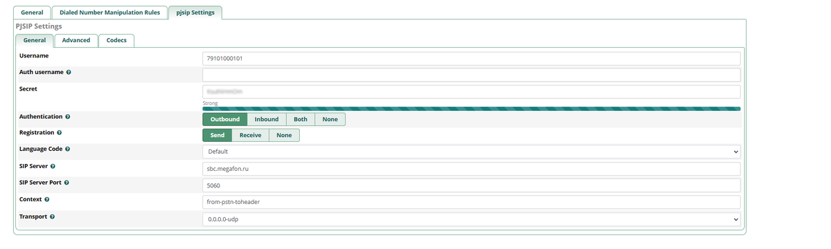 Не забываем указывать, как и раньше Context = from-pstn-toheader.