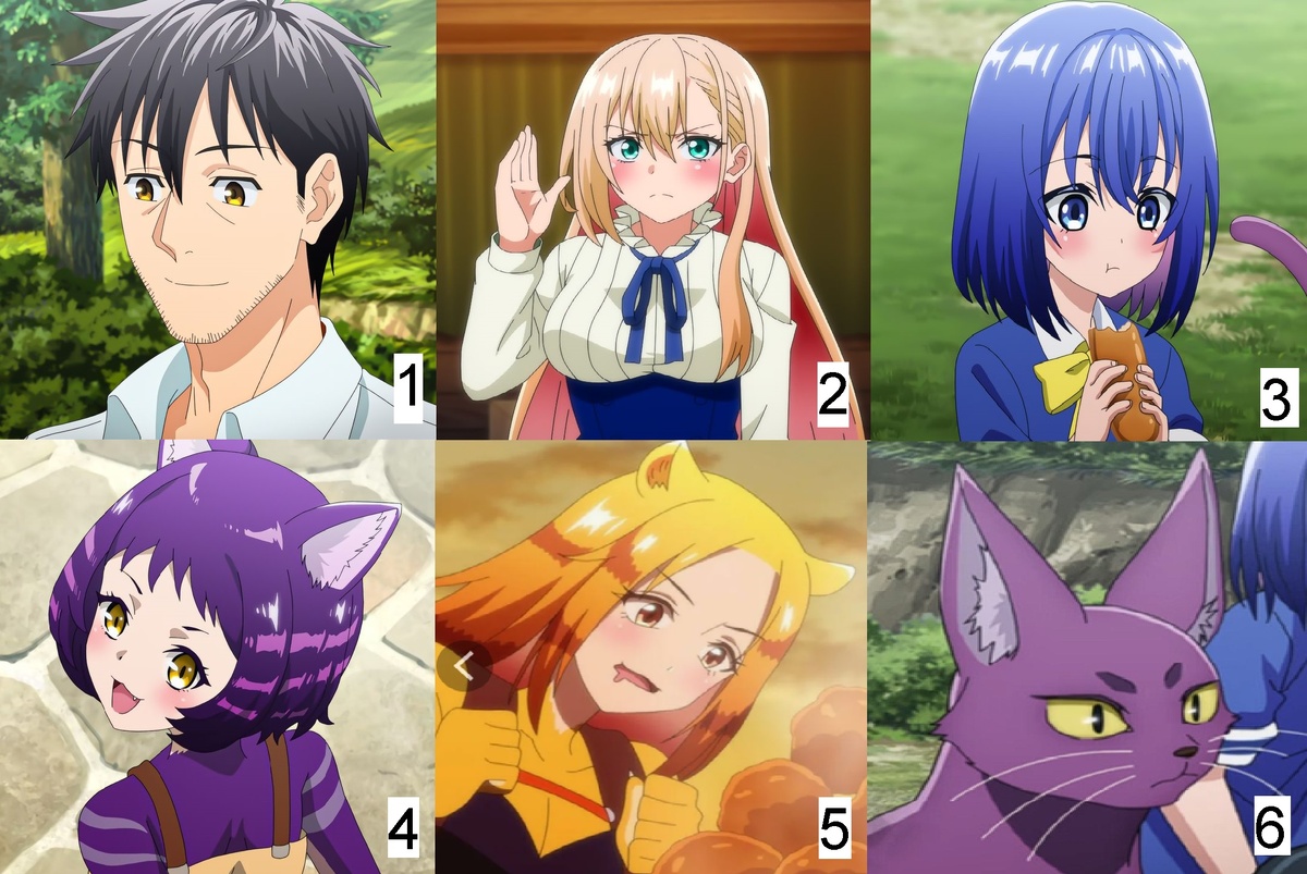 Кадры из аниме "Повседневная жизнь онлайн покупателя средних лет в другом мире" / "The Daily Life of a Middle-Aged Online Shopper in Another World" / Главные герои аниме